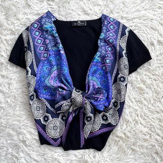 エトロ(ETRO)の【美品】エトロ/ETRO シルク&ニット 半袖カーディガン　ペイズリー柄　ボレロ(カーディガン)