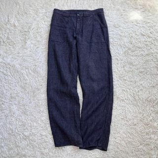 アニエスベー(agnes b.)の【美品】アニエスベー/Agnesb リネン100% パンツ　レザール　フランス製(スラックス)