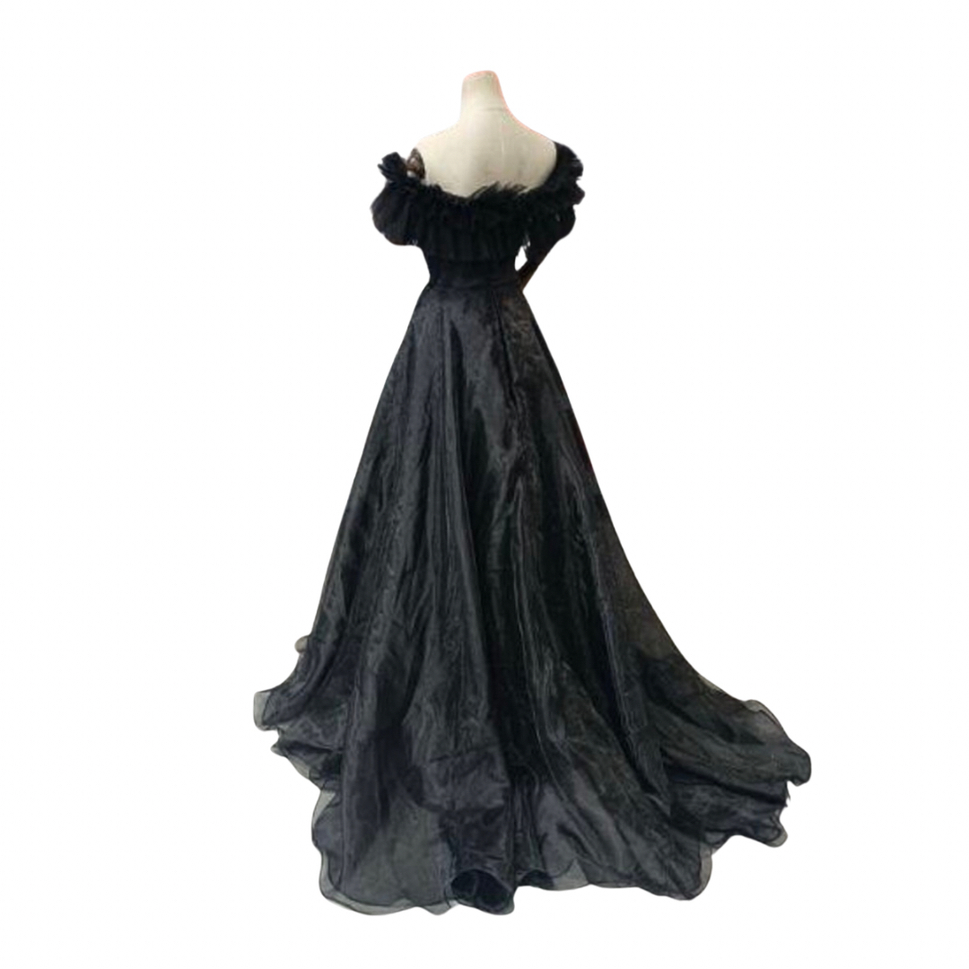 【大人気】ブラックドレス チュール レース　結婚式　黒 レディースのフォーマル/ドレス(ウェディングドレス)の商品写真