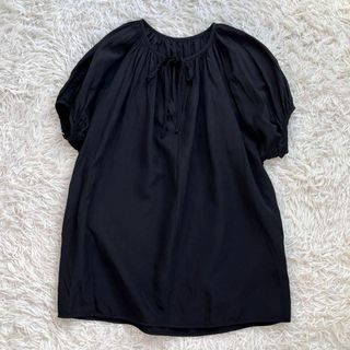 ジルサンダー(Jil Sander)の【美品・20SS】JIL SANDER リネン混 半袖シャツ ブラウス　リボン(シャツ/ブラウス(半袖/袖なし))