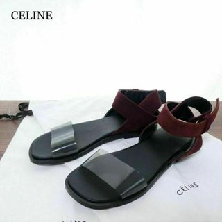 セリーヌ(celine)の訳アリ 美品 セリーヌ スエード アンクルストラップ フラット サンダル(サンダル)