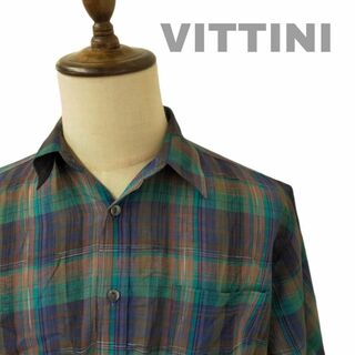 VITTINI ヴィッティーニ チェック シャツ グリーン Lサイズ 軽量(シャツ)