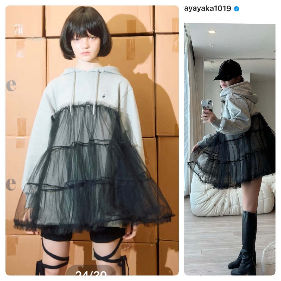 épine(エピヌ)のé volume tulle hoodie レディースのトップス(パーカー)の商品写真