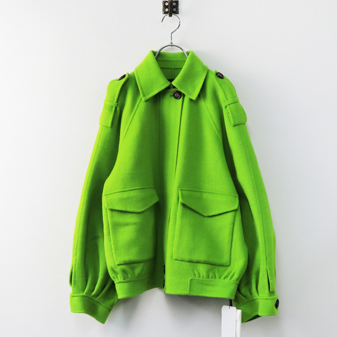 定価7万 未使用 タラジャーモン TARA JARMON デザインウールジャケット 36/グリーン 羽織り ショートコート アウター【2400013783927】 レディースのジャケット/アウター(その他)の商品写真