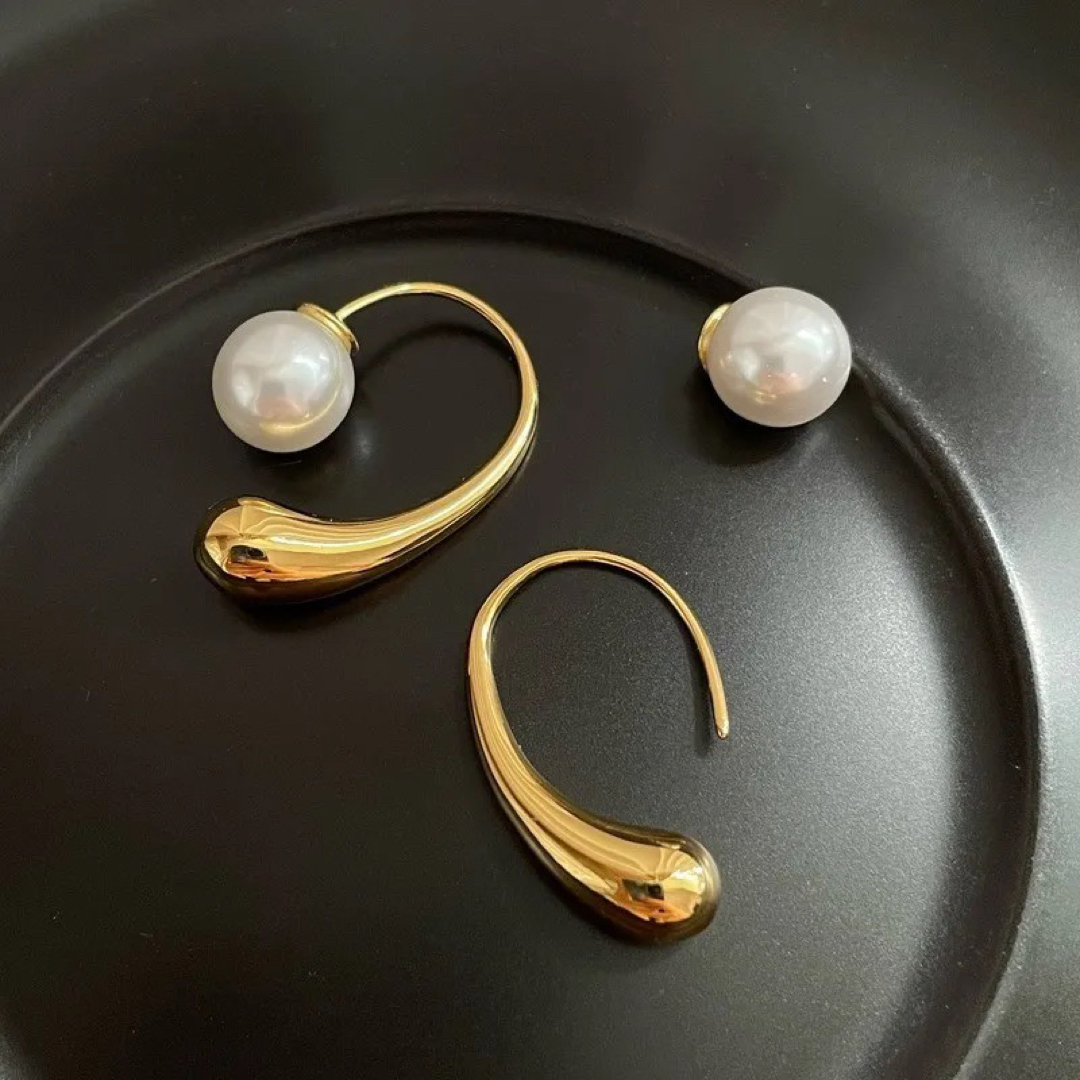 2wayパールピアス（ゴールド） レディースのアクセサリー(ピアス)の商品写真