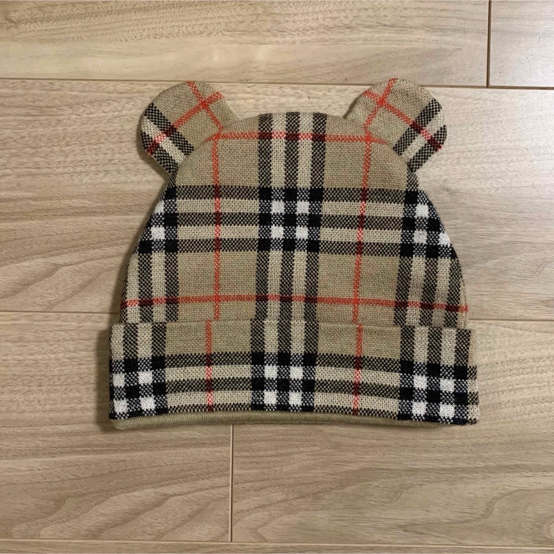 BURBERRY(バーバリー)のバーバリー　ニット帽　チェック　ウール　テディビーニー　帽子　キッズ　くま耳 キッズ/ベビー/マタニティのこども用ファッション小物(帽子)の商品写真