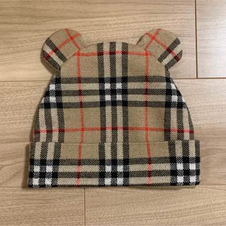 バーバリー(BURBERRY)のバーバリー　ニット帽　チェック　ウール　テディビーニー　帽子　キッズ　くま耳(帽子)