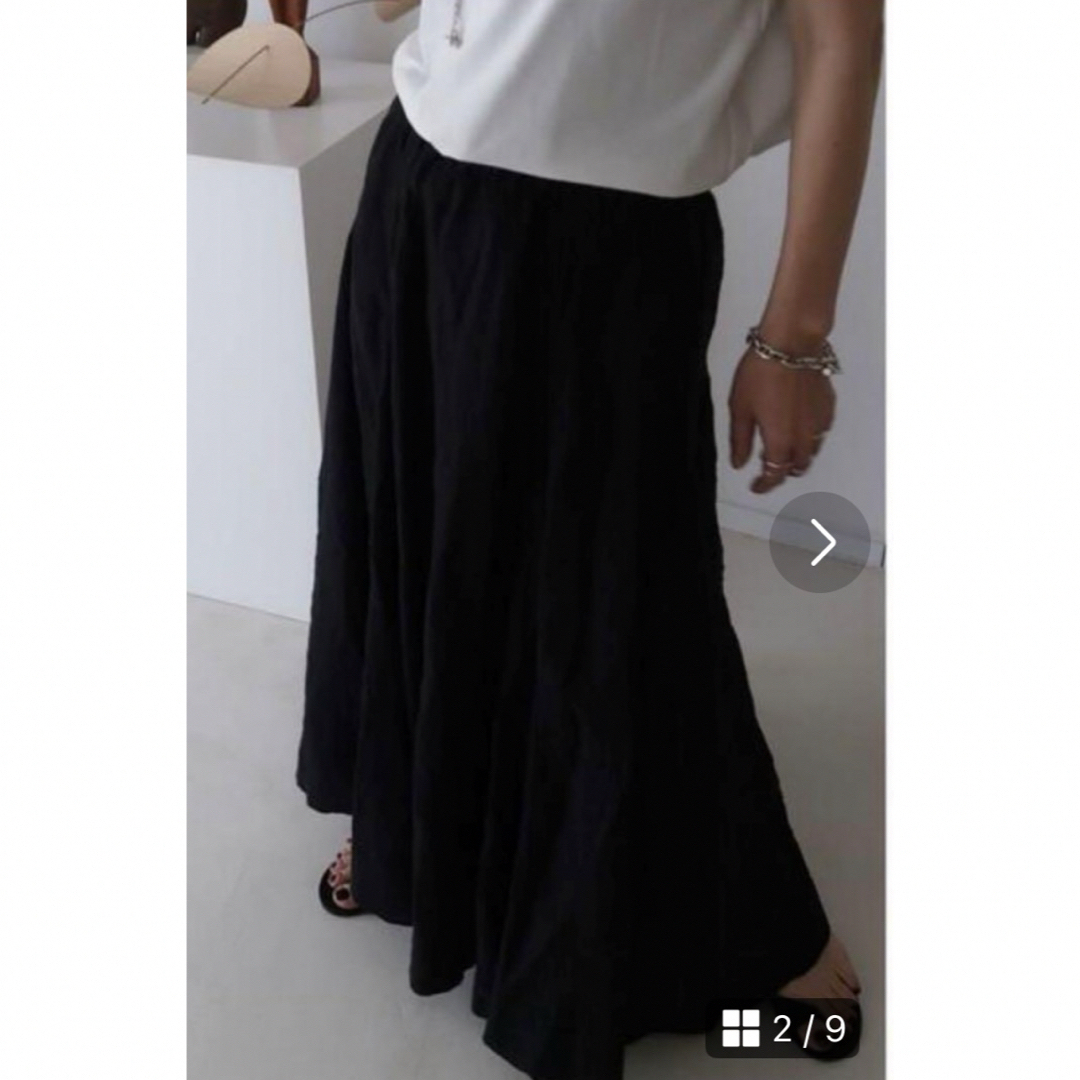 ARGUE(アギュー)のargue FRENCH LINEN LONG FLARE SKIRT  レディースのスカート(ロングスカート)の商品写真