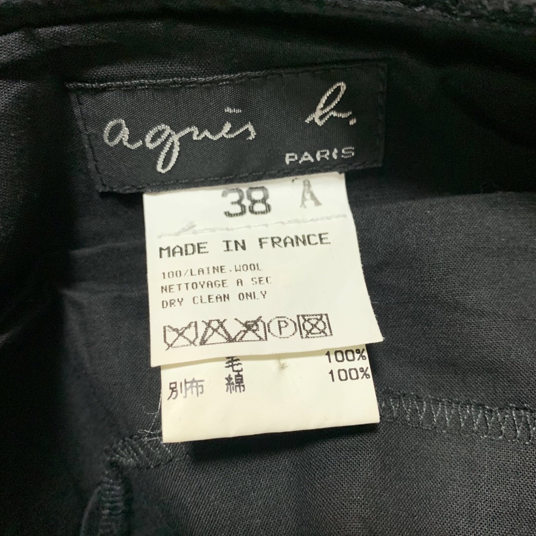 agnes b.(アニエスベー)のアニエスベー フランス製 ウールミニスカート 38 ブラック 前ポケット レディースのスカート(ミニスカート)の商品写真
