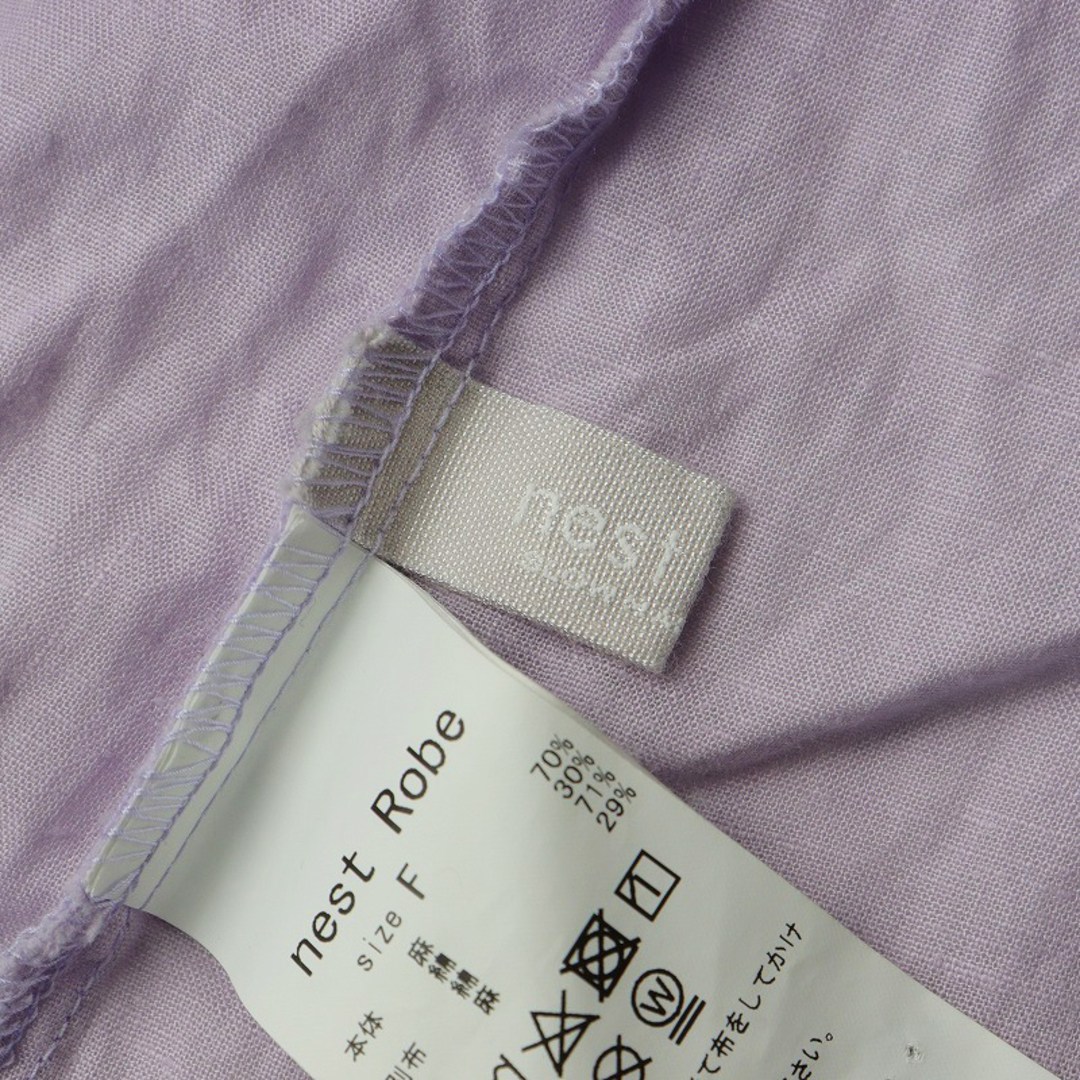 nest Robe(ネストローブ)の2023AW ネストローブ nest Robe  UpcycleLino カラミ織り天然染め ドッキングブラウス F/ラベンダー トップス 刺繍【2400013784535】 レディースのトップス(シャツ/ブラウス(長袖/七分))の商品写真