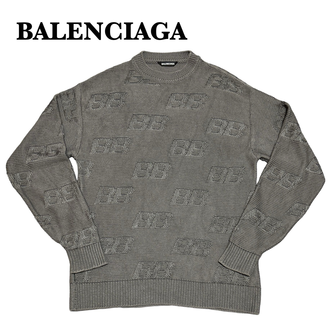 Balenciaga(バレンシアガ)のBALENCIAGA BB Logo Crewneck Sweater Grey メンズのトップス(ニット/セーター)の商品写真