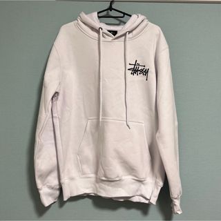 新品未使用STUSSY ステューシー　フード付き　パーカー　ホワイト　デカロゴ(パーカー)