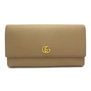 グッチ(Gucci)のGUCCI(グッチ) 長財布 GGマーモント 456116 グレーベージュ レザー(財布)