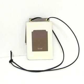 L'arcobaleno(ラルコバレーノ) 携帯電話ケース美品  - アイボリー×ブラウン×黒 スマートフォンケース レザー(モバイルケース/カバー)