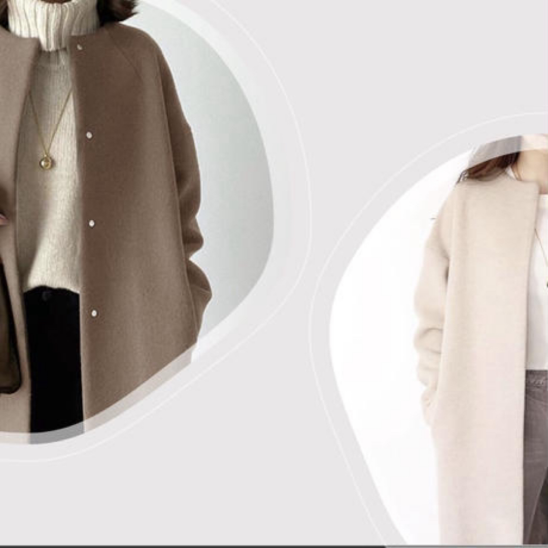 シンプル ミドル 丈 ラウンドネック ベルトレス 韓国風 コート ベージュ レディースのジャケット/アウター(ロングコート)の商品写真