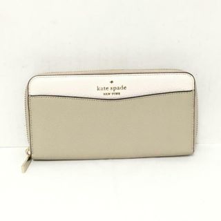 ケイトスペードニューヨーク(kate spade new york)のKate spade(ケイトスペード) 長財布 - WLR00402 ベージュ×アイボリー ラウンドファスナー レザー(財布)