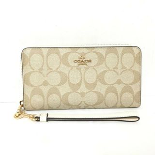 コーチ(COACH)のCOACH(コーチ) 長財布美品  シグネチャー柄 C4452 ベージュ×アイボリー PVC(塩化ビニール)(財布)