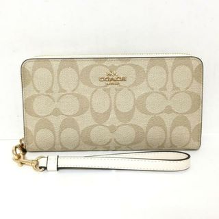 コーチ(COACH)のCOACH(コーチ) 長財布美品  シグネチャー柄 C4452 アイボリー×ベージュ PVC(塩化ビニール)(財布)