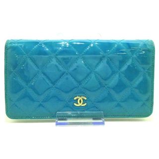 シャネル(CHANEL)のCHANEL(シャネル) 長財布 マトラッセ ブルーグリーン エナメル（レザー）(財布)