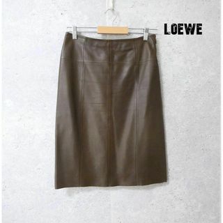 LOEWE - 美品 LOEWE ラムレザー 膝丈 ミディ丈 台形スカート