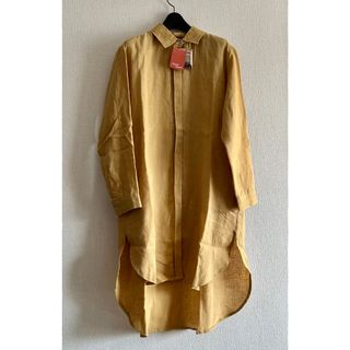 新品　シャンティシャンティ　リネン　ロングシャツ　羽織り　からし(シャツ/ブラウス(長袖/七分))