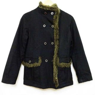 Burberry Blue Label(バーバリーブルーレーベル) ブルゾン サイズ38 M レディース美品  - 黒×ダークブラウン 長袖/フェイクファー/中綿/秋/冬