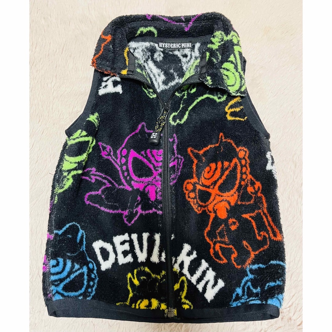 HYSTERIC MINI(ヒステリックミニ)のHYSTERIC MINI フリースベスト 90cm DEVILKIN 総柄 キッズ/ベビー/マタニティのキッズ服女の子用(90cm~)(その他)の商品写真