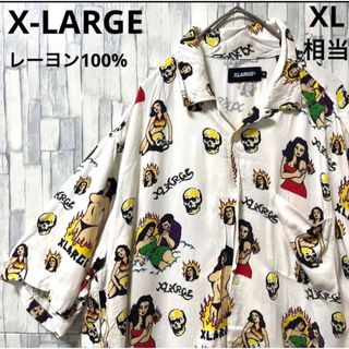 エクストララージ(XLARGE)のエクストララージ 半袖 開襟 オープンカラーシャツ アロハ 総柄 M レーヨン(シャツ)