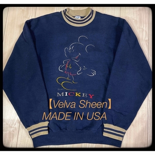 【USA製】〈Velva Sheen〉 Mickey刺繍　モックネックスウェット