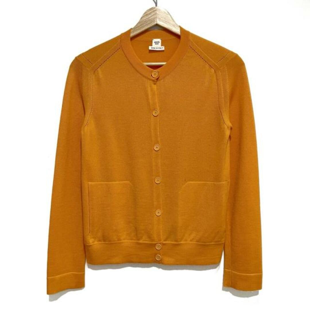 Hermes(エルメス)のHERMES(エルメス) カーディガン サイズ36 S レディース - オレンジ 長袖/カシミヤ レディースのトップス(カーディガン)の商品写真