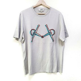 Hermes - HERMES(エルメス) 半袖Tシャツ サイズL メンズ美品  - グレーベージュ×ボルドー×ライトブルー クルーネック