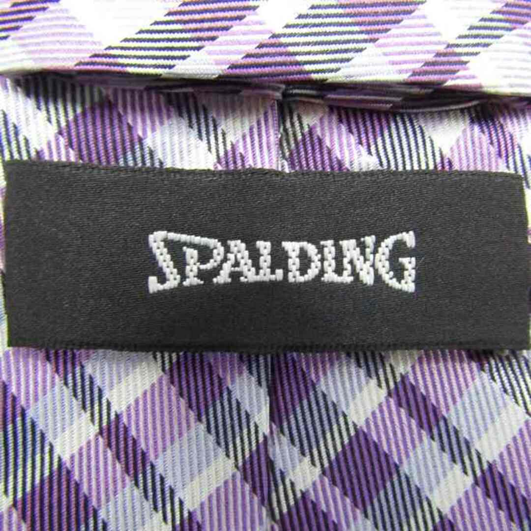 スポルディング ブランドネクタイ チェック柄 格子柄 シルク メンズ パープル SPALDING メンズのファッション小物(ネクタイ)の商品写真