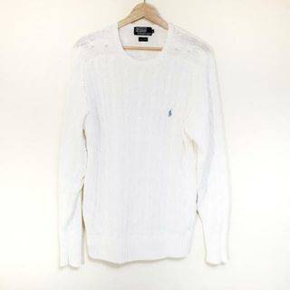 ポロラルフローレン(POLO RALPH LAUREN)のPOLObyRalphLauren(ポロラルフローレン) 長袖セーター サイズL メンズ美品  - 白 クルーネック(ニット/セーター)