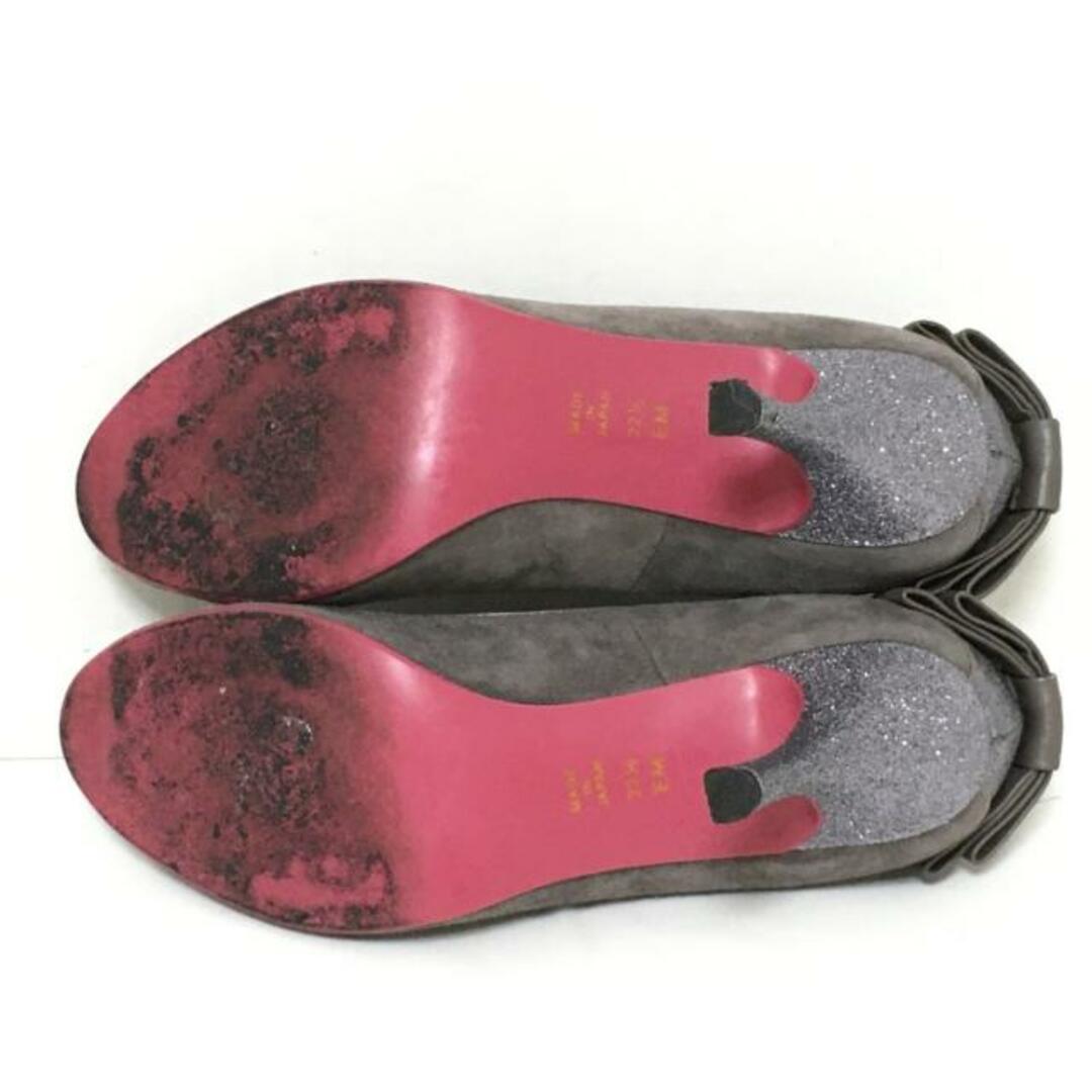 DIANA(ダイアナ)のDIANA(ダイアナ) パンプス 22 1/2 レディース - ダークブラウン オープントゥ/リボン スエード×レザー×グリッター レディースの靴/シューズ(ハイヒール/パンプス)の商品写真