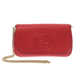 グッチ(Gucci)のGUCCI(グッチ) ショルダーバッグ美品  ソーホー 536224 レッド×ゴールド レザー(ショルダーバッグ)