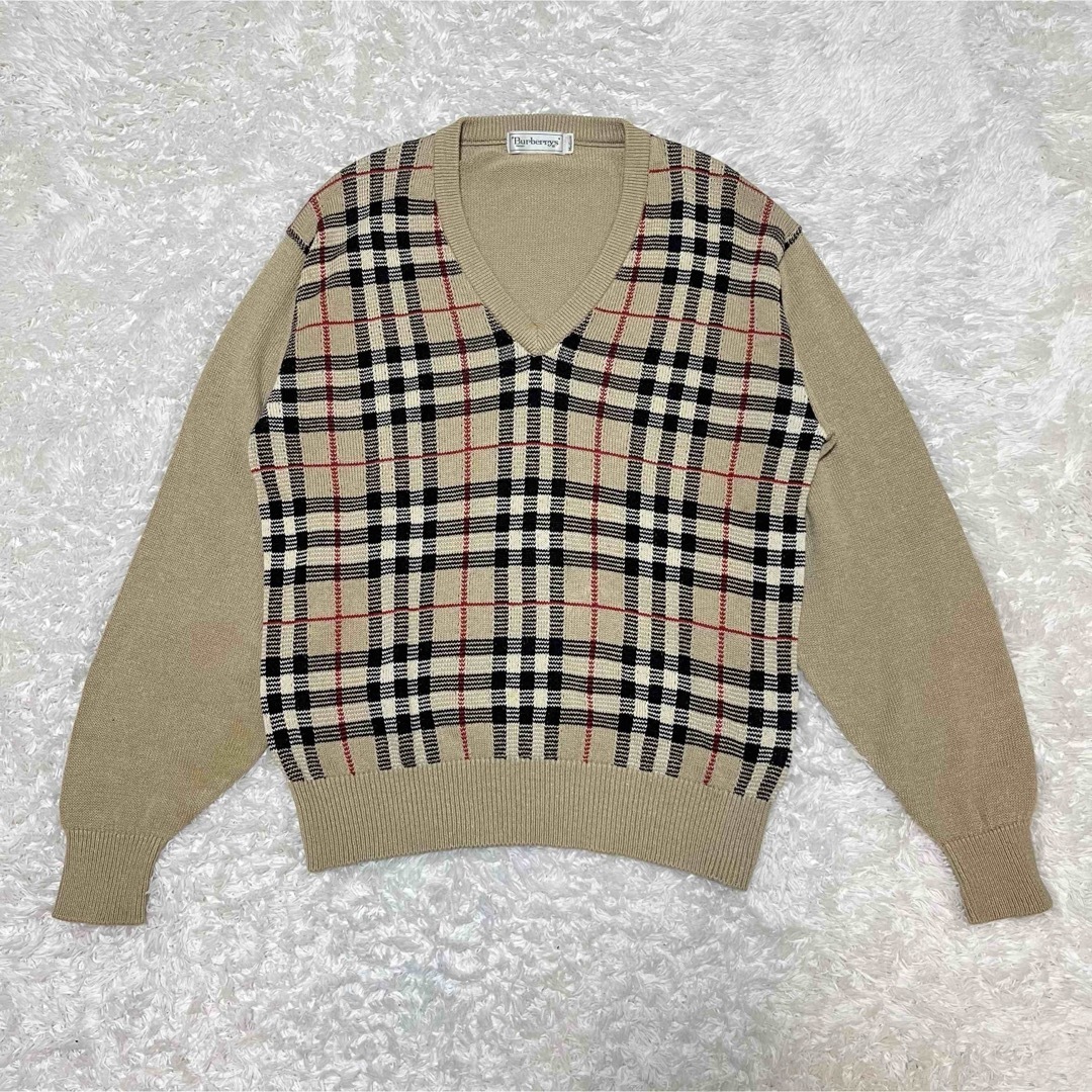 BURBERRY(バーバリー)の美品　BURBERRY セーター ノバチェック　M  麻　綿 メンズのトップス(ニット/セーター)の商品写真