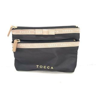 TOCCA(トッカ) ポーチ美品  - 黒×ベージュ リボン ポリエステル