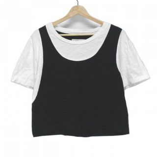 エムエムシックス(MM6)のMM6(エムエムシックス) 半袖Tシャツ サイズS レディース - 黒×白 クルーネック(Tシャツ(半袖/袖なし))