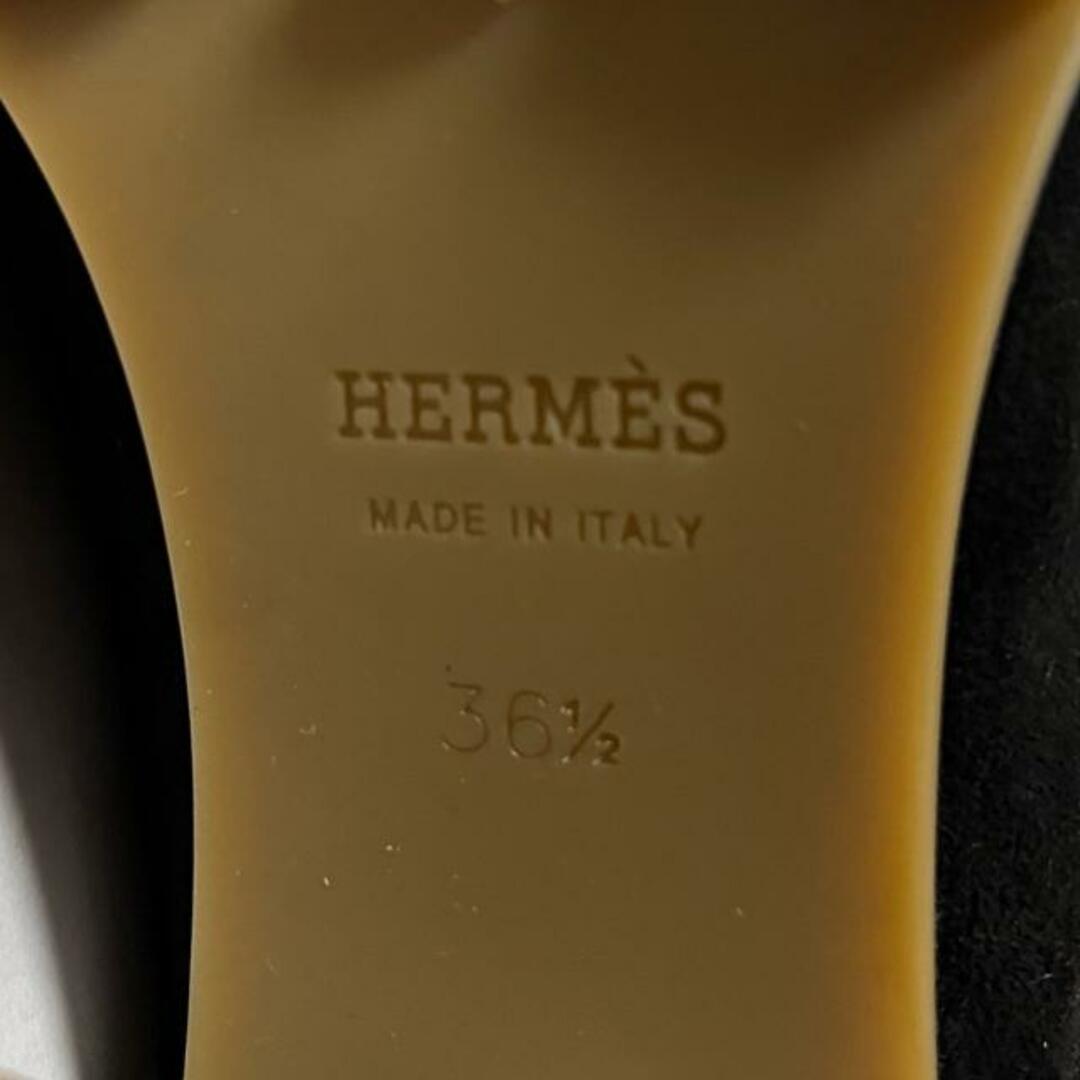 Hermes(エルメス)のHERMES(エルメス) ミュール 36 1/2 レディース美品  フローラ60 黒 シルバー金具/H金具 ムートン レディースの靴/シューズ(ミュール)の商品写真