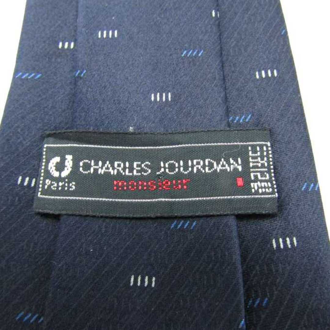 CHARLES JOURDAN(シャルルジョルダン)のシャルル・ジョルダン ブランドネクタイ ストライプ柄 パネル柄 シルク メンズ ネイビー CHARLES JOURDAN メンズのファッション小物(ネクタイ)の商品写真