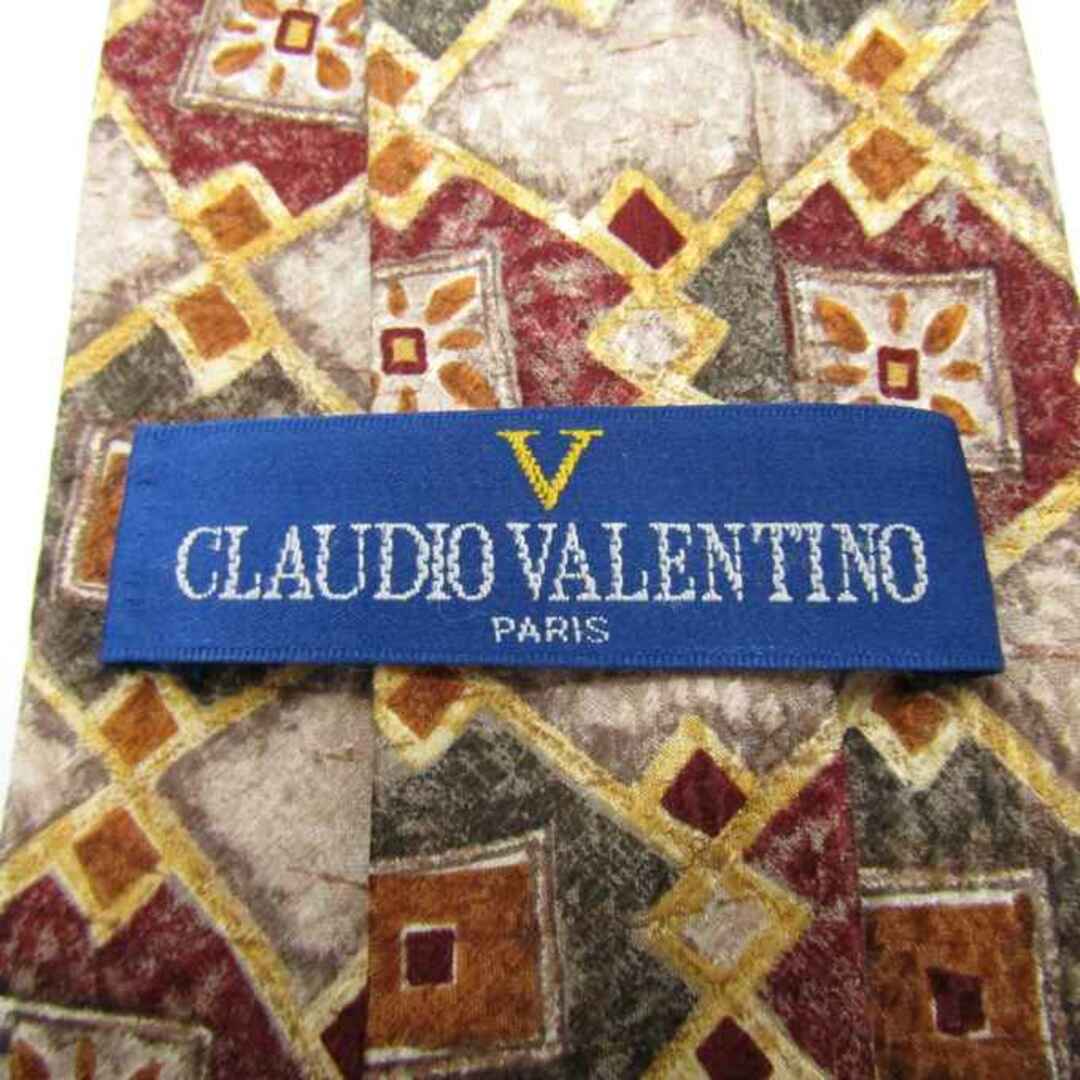 クラウディオヴァレンチノ ブランドネクタイ 格子柄 シルク イタリア製 メンズ ベージュ CLAUDIO VALENTINO メンズのファッション小物(ネクタイ)の商品写真
