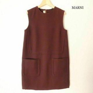 マルニ(Marni)の美品 マルニ フロントポケット ノースリーブ クルーネック ミニ丈 ワンピース(ミニワンピース)