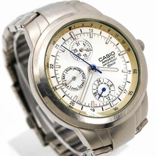 カシオ(CASIO)の《希少》CASIO 腕時計 シルバー デイデイト メンズ チタン r(腕時計(アナログ))
