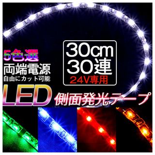 LEDテープ 側面発光 30cm 24V 防水タイプ 5色選択可 防水 2本(車外アクセサリ)