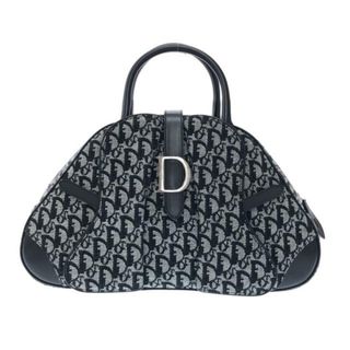 クリスチャンディオール(Christian Dior)のDIOR/ChristianDior(ディオール/クリスチャンディオール) ハンドバッグ ダブルサドルバッグ ネイビー×白×黒 ジャガード×レザー(ハンドバッグ)