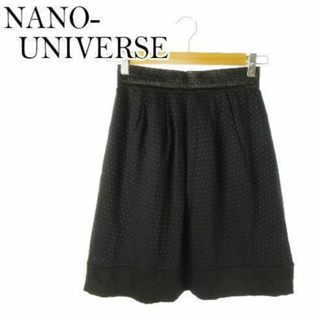 nano・universe(ナノユニバース)のナノユニバース ミニスカート ウエストゴム ドット 黒 230502AO6A レディースのスカート(ミニスカート)の商品写真
