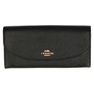 コーチ(COACH)のCOACH コーチ クロスグレインレザー スリムエンベロープ 二つ折り 長財布 ブラック F54009(長財布)