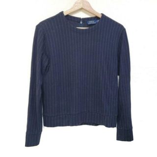 ポロラルフローレン(POLO RALPH LAUREN)のPOLObyRalphLauren(ポロラルフローレン) 長袖カットソー サイズ2 S レディース美品  - ダークネイビー×グレー クルーネック/ストライプ(カットソー(長袖/七分))