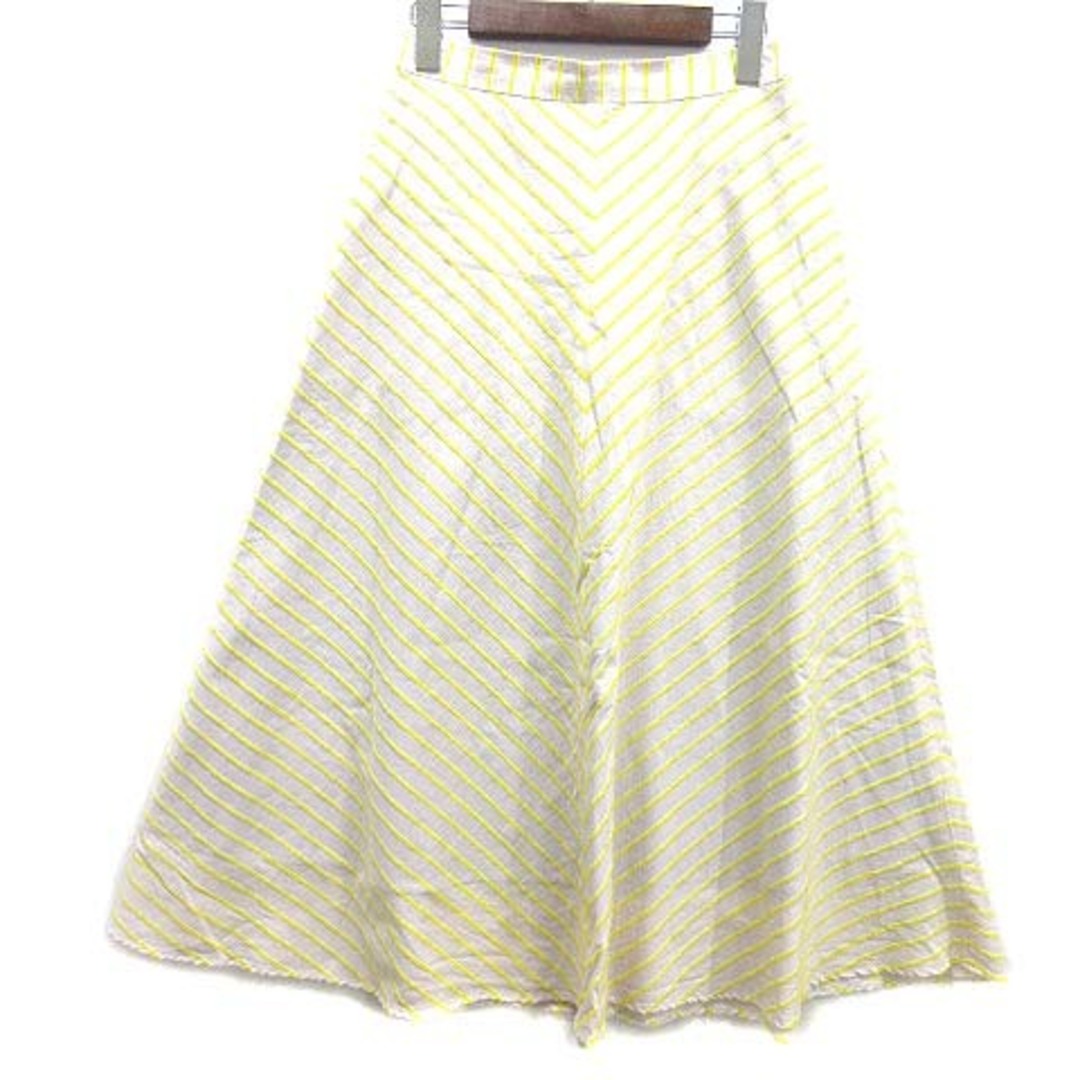 URBAN RESEARCH(アーバンリサーチ)のアーバンリサーチ モールストライプ フレア スカート ロング イエロー 黄 レディースのスカート(ロングスカート)の商品写真