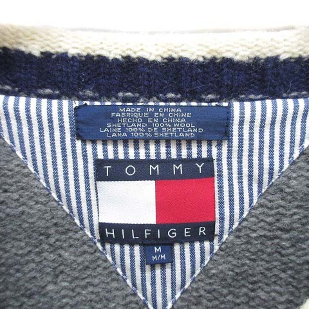 TOMMY HILFIGER(トミーヒルフィガー)のトミーヒルフィガー シェットランドウール ニット セーター 長袖 グレー 紺 M メンズのトップス(ニット/セーター)の商品写真